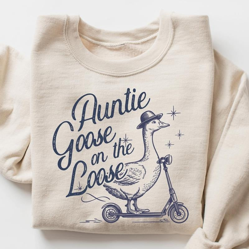 Auntie Aunt Auntie Aunt Pregnancy Announcement Auntie Goose Loose Retro Western T-Shirts, Hoodie, Sweatshirt - T-Shirt, Sweatshirt, Hoodie