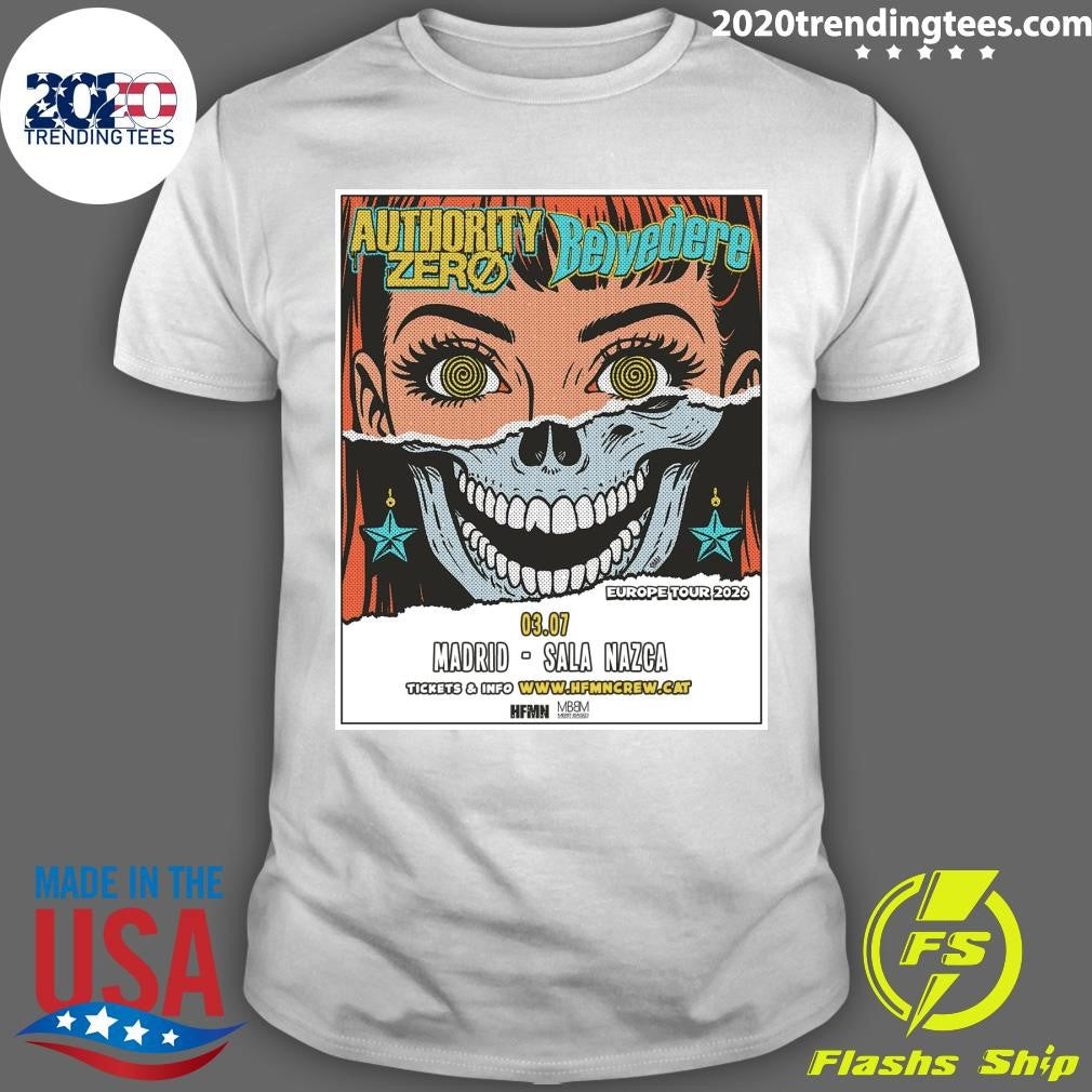 Authority Zero And Belvedere Europe 2026 Shows Shirt Unisex T-shirt, Sweatshirt, Hoodie, Long Sleeve Tee - T-Shirt, Sweatshirt, Hoodie