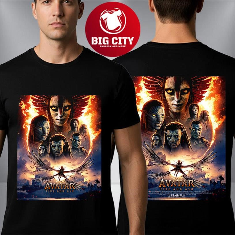 Avatar Fire And Ash New Poster Only In Theaters On December 19 2025 Two Sided Shirt Unisex T-shirt, Sweatshirt, Hoodie, Long Sleeve Tee - T-Shirt, Sweatshirt, Hoodie