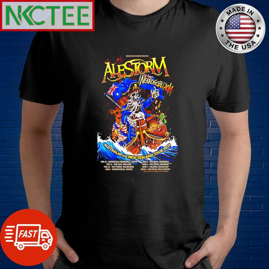 Awesome Alestorm and Nekrogoblikon Australia And New Zealand Tour 2025 pirate shirt Unisex T-shirt, Sweatshirt, Hoodie, Long Sleeve Tee - T-Shirt, Sweatshirt, Hoodie