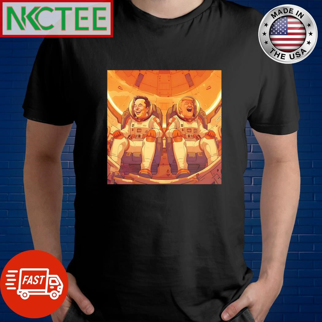 Awesome Elon Musk and Donald Trump wear astronaut suit and sit on the spaceship shirt Unisex T-shirt, Sweatshirt, Hoodie, Long Sleeve Tee - T-Shirt, Sweatshirt, Hoodie