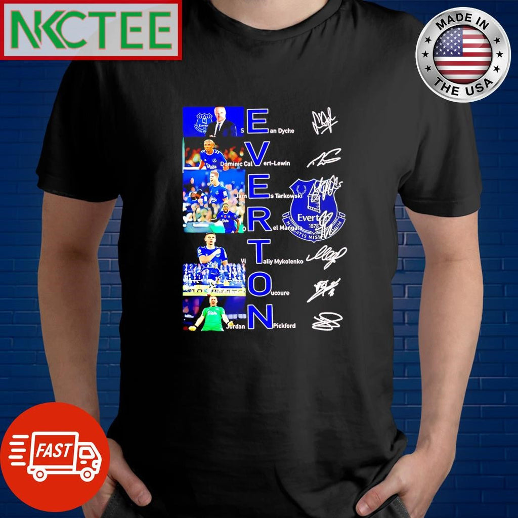 Awesome Everton F C player name and signatures graphic shirt Unisex T-shirt, Sweatshirt, Hoodie, Long Sleeve Tee - T-Shirt, Sweatshirt, Hoodie