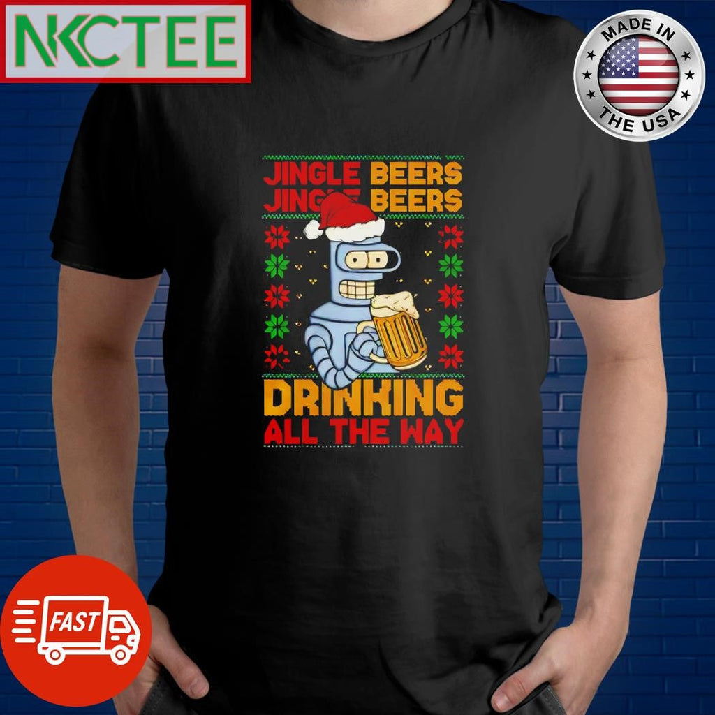 Awesome Jingle Beers Jingle Beers Drinking All The Way ugly Christmas shirt Unisex T-shirt, Sweatshirt, Hoodie, Long Sleeve Tee - T-Shirt, Sweatshirt, Hoodie