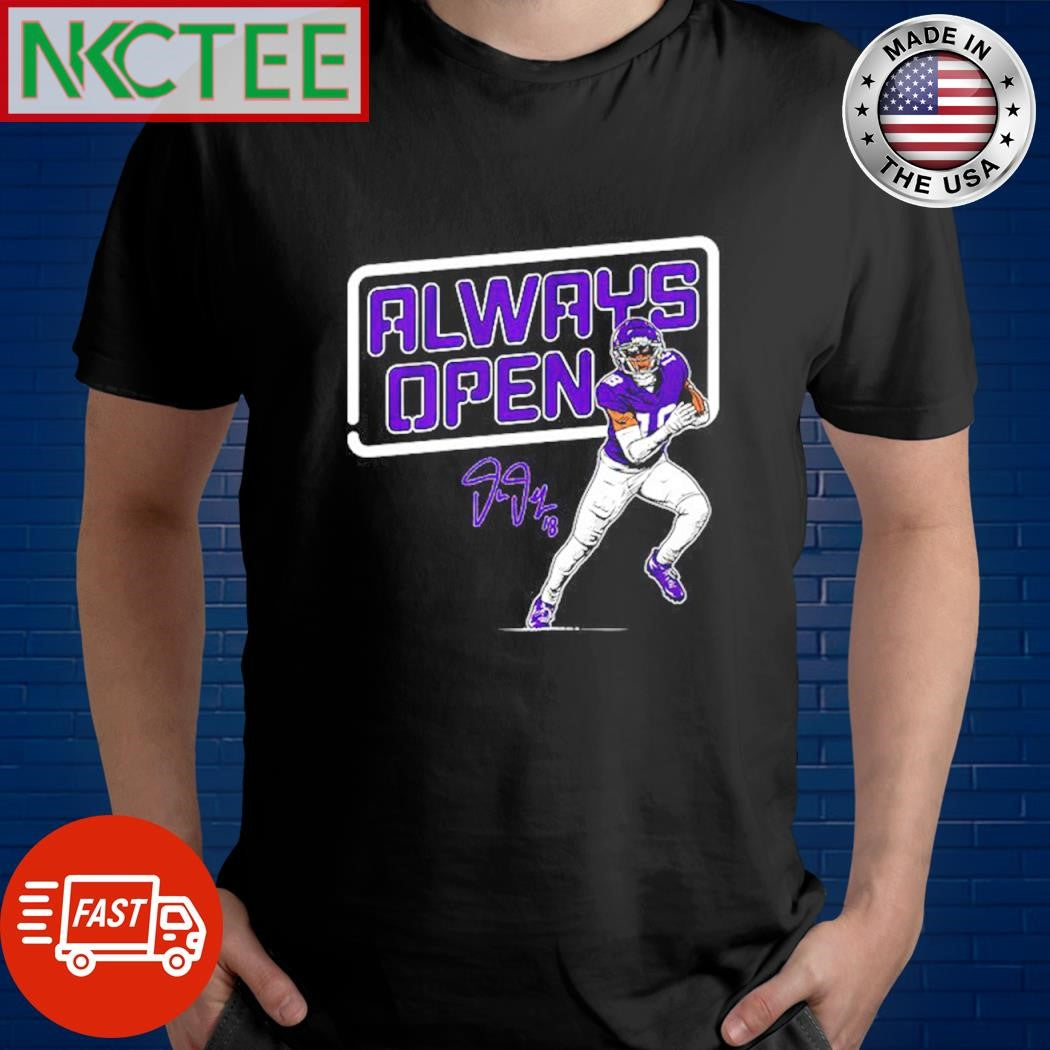 Awesome Justin Jefferson Always Open signature Minnesota Vikings shirt Unisex T-shirt, Sweatshirt, Hoodie, Long Sleeve Tee - T-Shirt, Sweatshirt, Hoodie