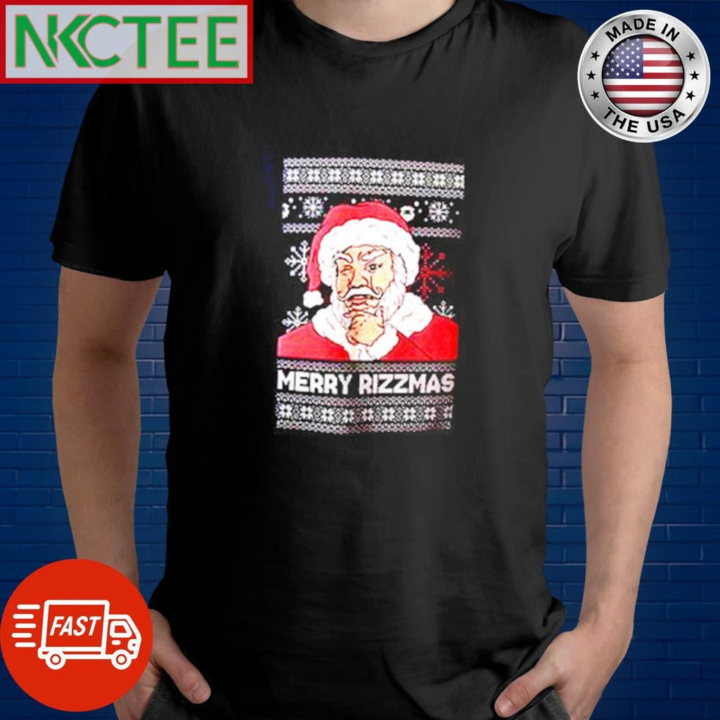 Awesome Merry Rizzmas Santa ugly Christmas shirt Unisex T-shirt, Sweatshirt, Hoodie, Long Sleeve Tee - T-Shirt, Sweatshirt, Hoodie