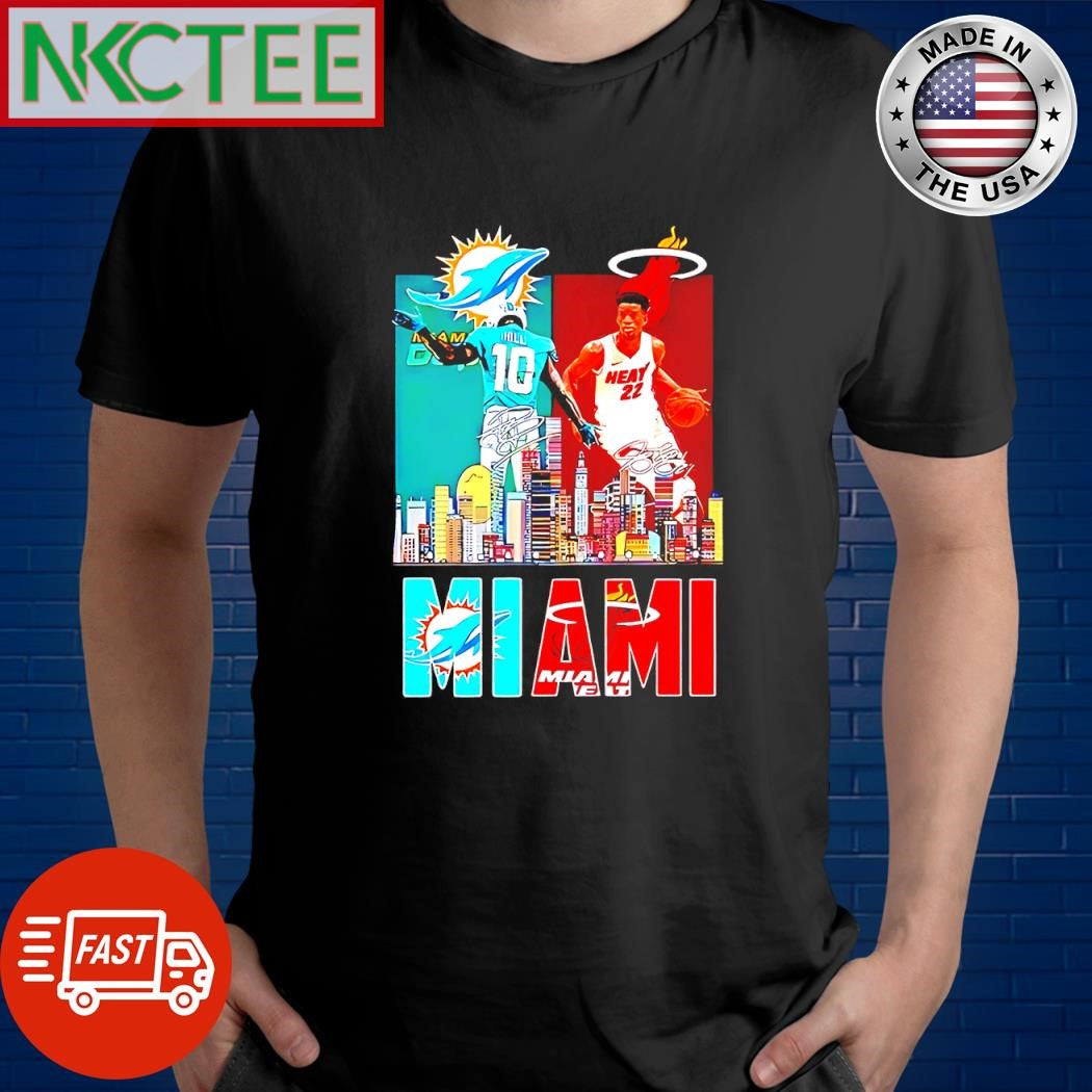 Awesome Miami Heat 21  Dewayne Dedmon Dolphins 10 Tyreek Hill city signature shirt Unisex T-shirt, Sweatshirt, Hoodie, Long Sleeve Tee - T-Shirt, Sweatshirt, Hoodie