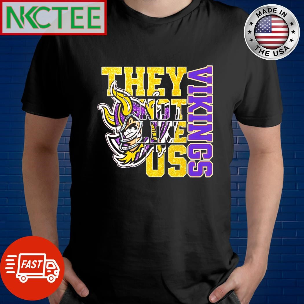 Awesome Minnesota Vikings head they not like us shirt Unisex T-shirt, Sweatshirt, Hoodie, Long Sleeve Tee - T-Shirt, Sweatshirt, Hoodie
