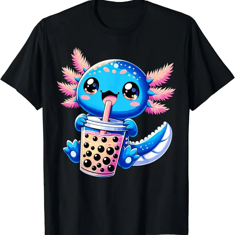 Axolotl Bubble Boba Tea Anime Cute Kawaii Blue Axolotl T-Shirts, Hoodie, Sweatshirt - T-Shirt, Sweatshirt, Hoodie
