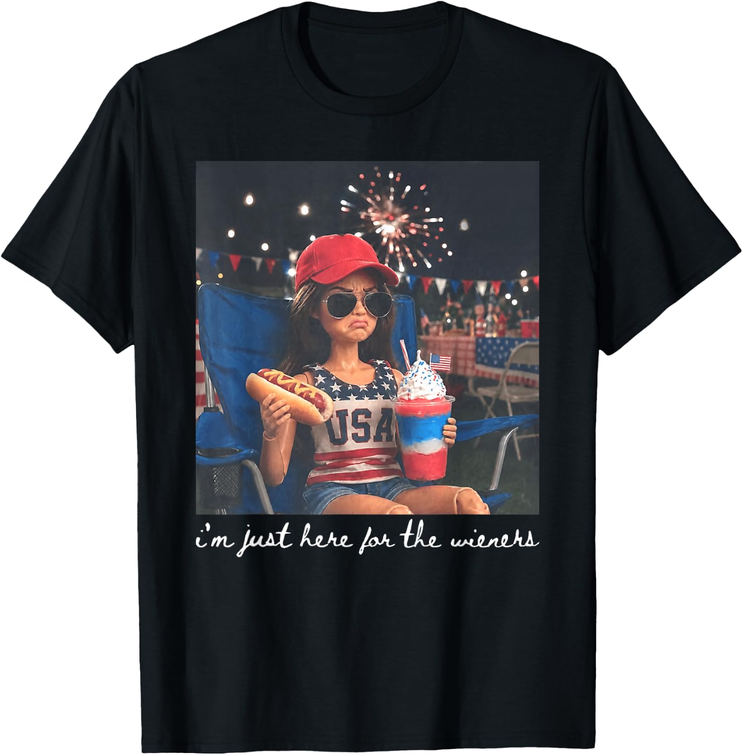 Just Here for The Wieners Funny 4th of July Girl Face Meme T-Shirt Unisex T-shirt, Sweatshirt, Hoodie, Long Sleeve Tee - T-Shirt, Sweatshirt, Hoodie