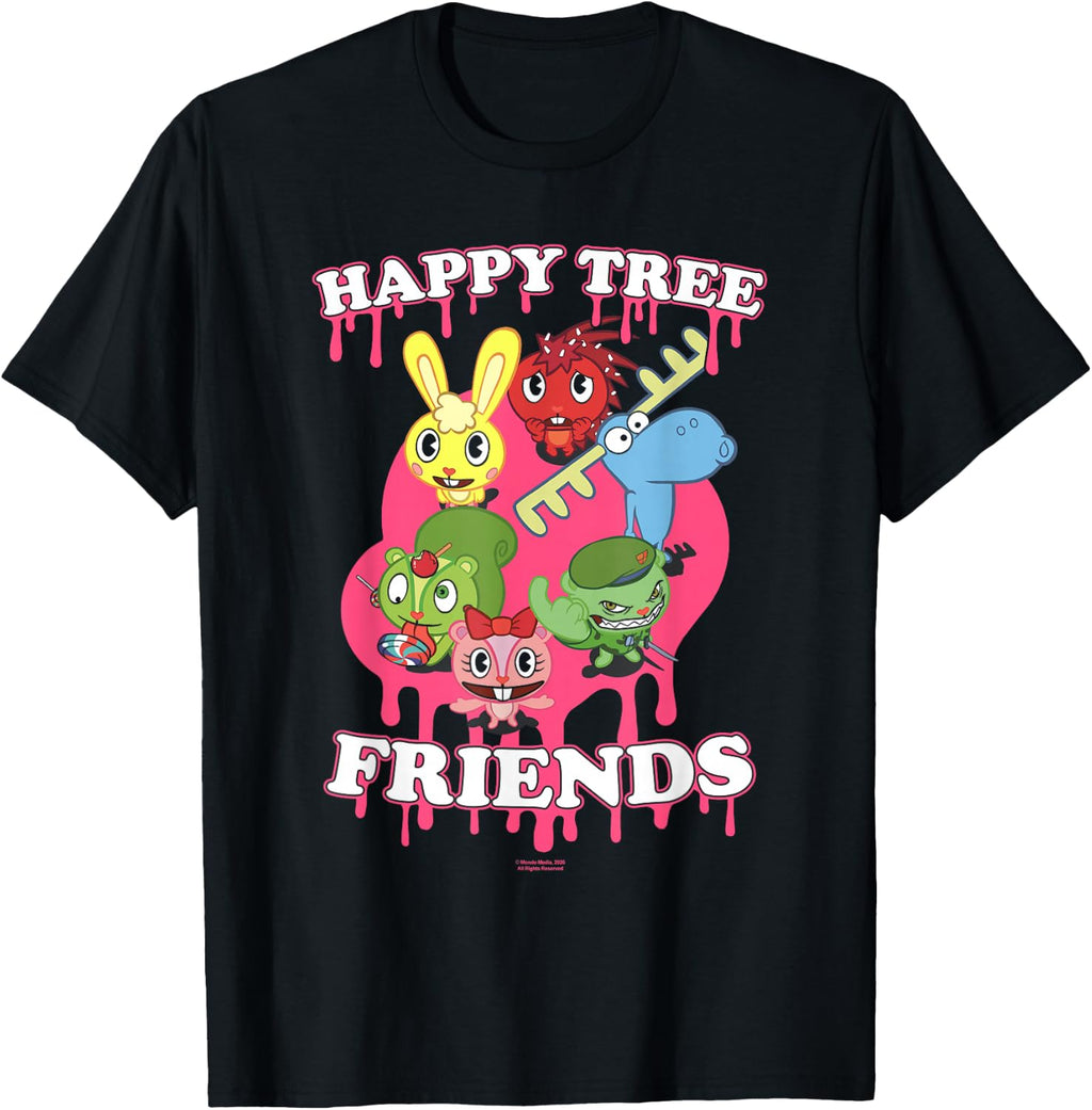 Happy Tree Friends Dripping Logo with Characters Cartoon T-Shirt Unisex T-shirt, Sweatshirt, Hoodie, Long Sleeve Tee - T-Shirt, Sweatshirt, Hoodie