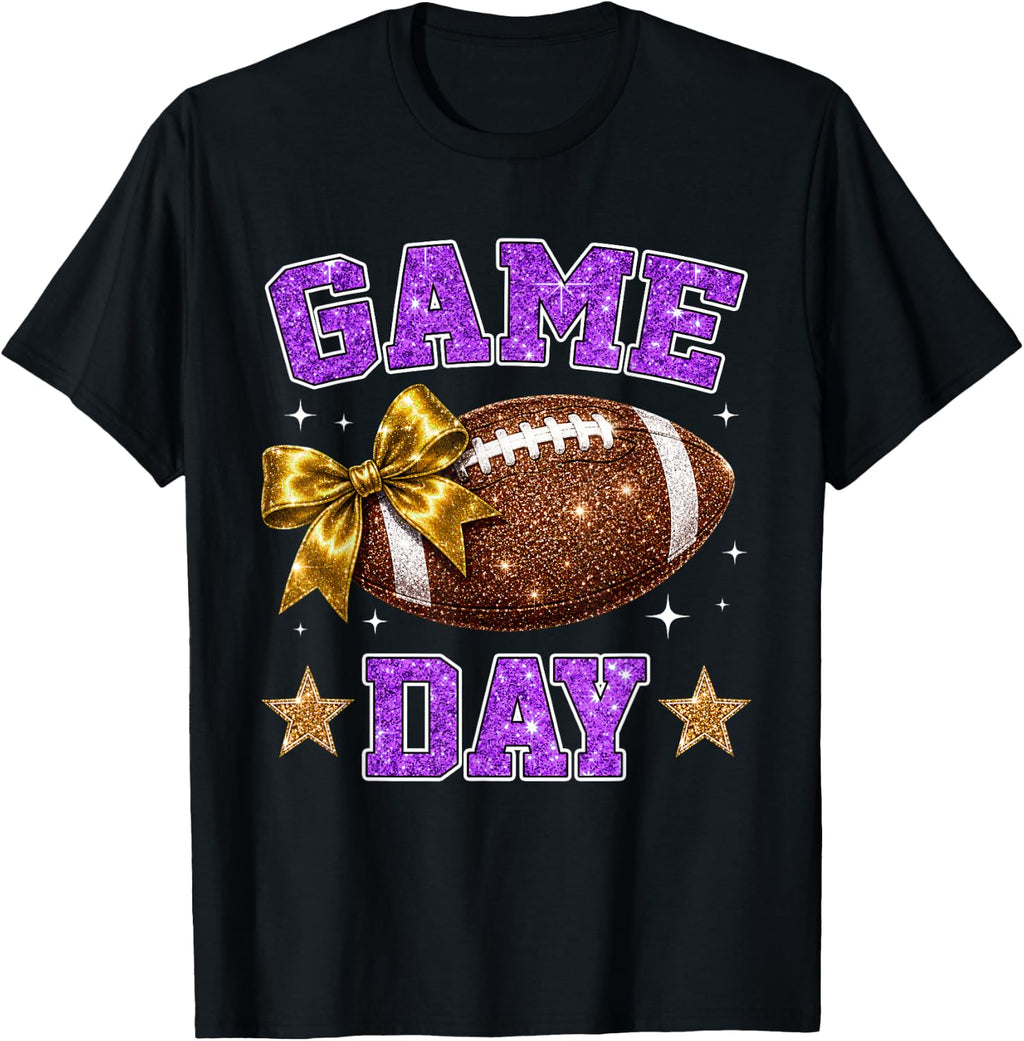 On Gameday Football We Wear Purple and Gold Sports Spirit T-Shirt Unisex T-shirt, Sweatshirt, Hoodie, Long Sleeve Tee - T-Shirt, Sweatshirt, Hoodie