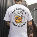 BAD DECISIONS GOOD STORIES Black Print Naughty Clothes Menswear Classic Classic Cotton Fabric Classic Menswear Pocket Sport T-Shirts, Hoodie, Sweatshirt - T-Shirt, Sweatshirt, Hoodie