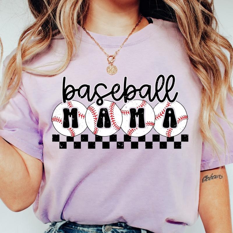 BASEBALL MAMA CHECKERED SHIRT BASEBALL SHIRT COMFORT COLORS CASUAL COTTON MOMS Fabric Top Womenswear Printed T-Shirts, Hoodie, Sweatshirt - T-Shirt, Sweatshirt, Hoodie