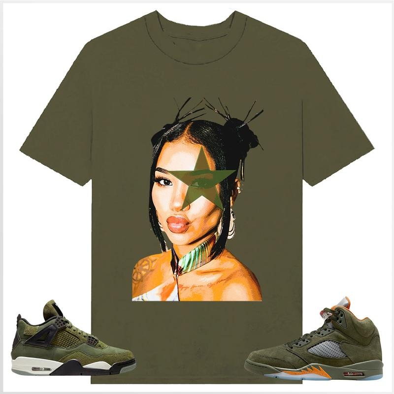 BIG FACE Jhene Star Shirt Match J 5 Olive J 4 Retro SE Craft Olive Shirt Matching Sneaker T-Shirts, Hoodie, Sweatshirt - T-Shirt, Sweatshirt, Hoodie