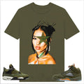 BIG FACE Jhene Star Shirt Match J 5 Olive J 4 Retro SE Craft Olive Shirt Matching Sneaker T-Shirts, Hoodie, Sweatshirt - T-Shirt, Sweatshirt, Hoodie