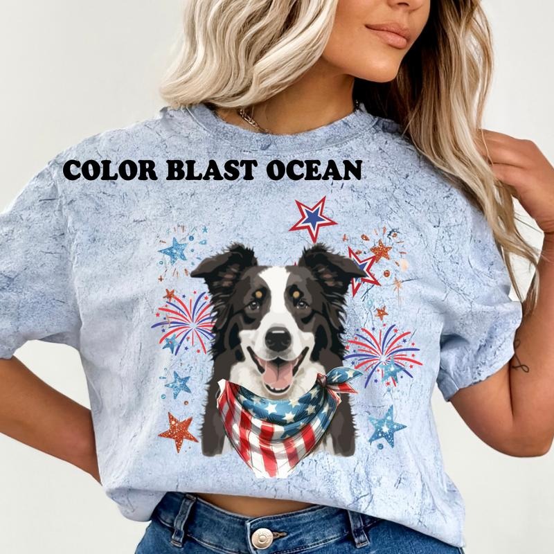 BORDER COLLIE Patriotic Dog Shirt ~ Relaxed Fit Printed USA Womenswear Casual Comfort Cotton Top Athletic Boho Chic T-Shirts, Hoodie, Sweatshirt - T-Shirt, Sweatshirt, Hoodie
