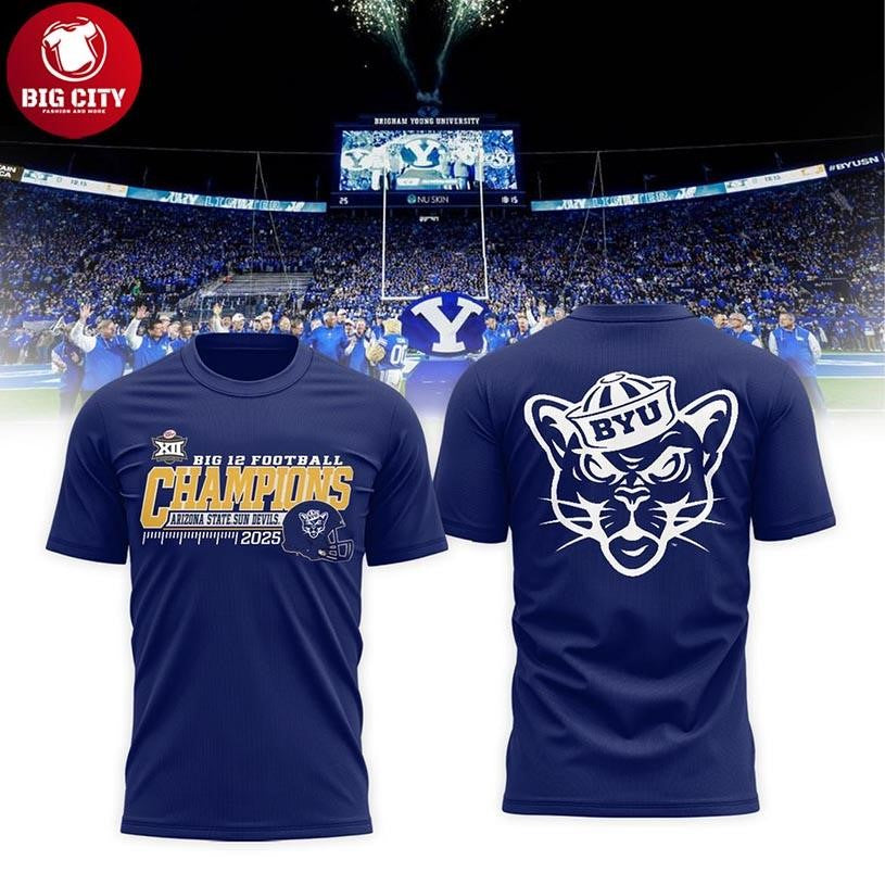 BYU Cougars Big 12 Championship 2025 Champions Two Sided Shirt Unisex T-shirt, Sweatshirt, Hoodie, Long Sleeve Tee - T-Shirt, Sweatshirt, Hoodie