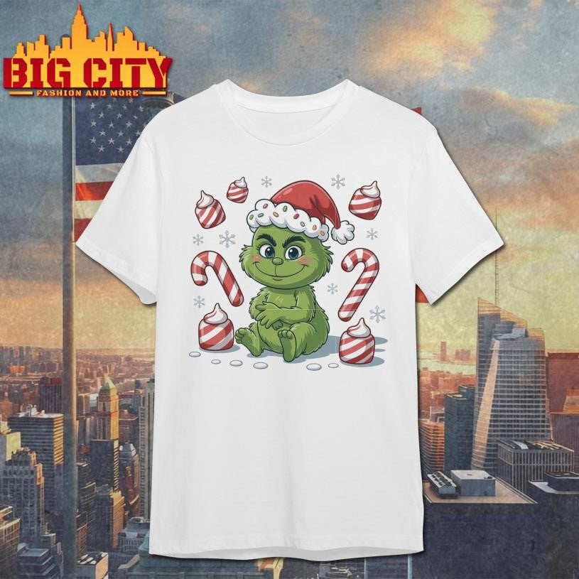 Baby smiling grinch christmas cane shirt Unisex T-shirt, Sweatshirt, Hoodie, Long Sleeve Tee - T-Shirt, Sweatshirt, Hoodie