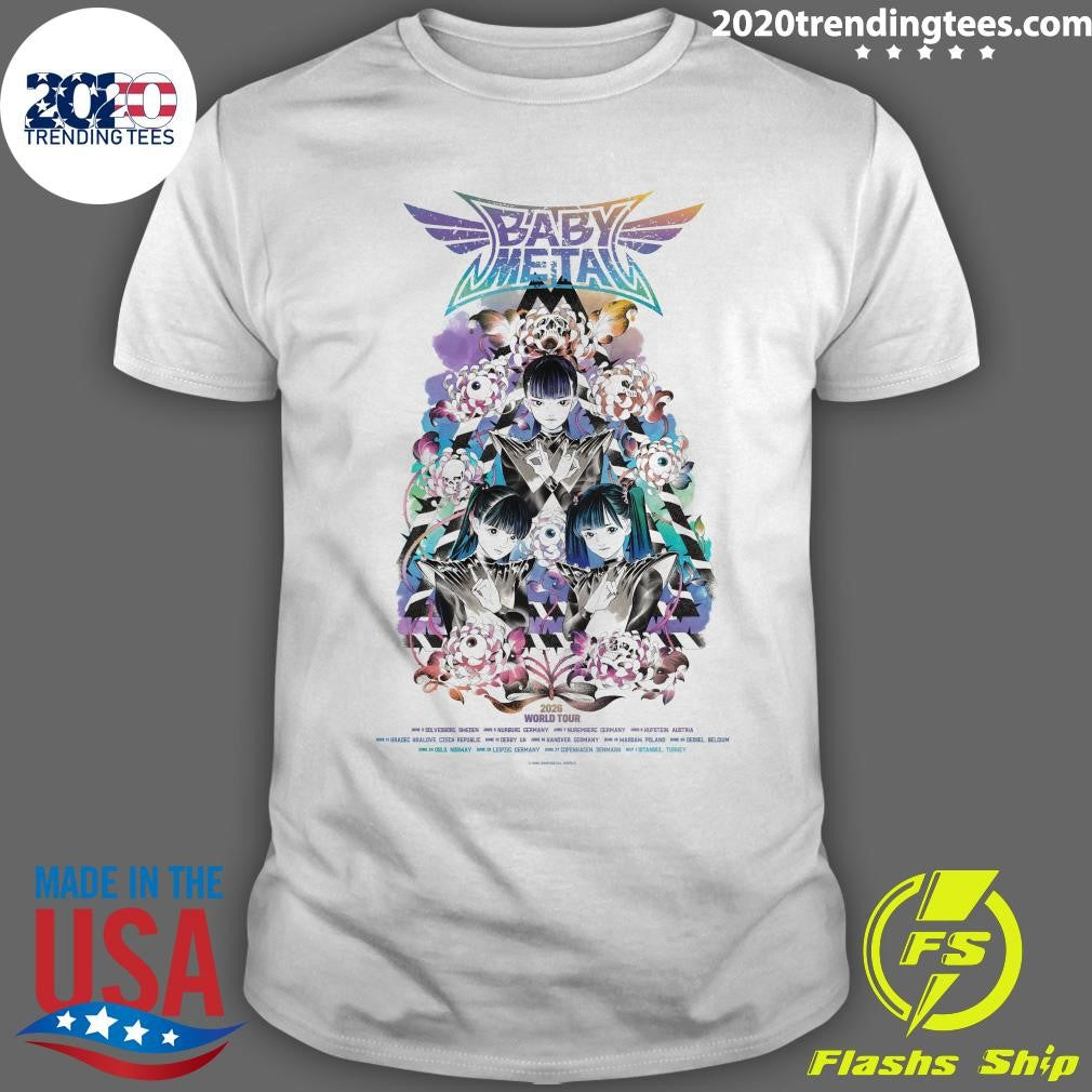 Babymetal World Tour 2026 UK and EU Merch Poster Schedule Dates Art By Peach MoMoKo Shirt Unisex T-shirt, Sweatshirt, Hoodie, Long Sleeve Tee - T-Shirt, Sweatshirt, Hoodie