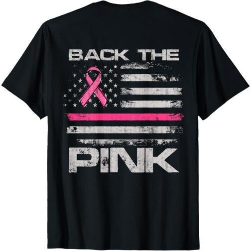 Back Pink American Flag Breast Cancer Awareness (Onback) Made USA T-Shirts, Hoodie, Sweatshirt - T-Shirt, Sweatshirt, Hoodie