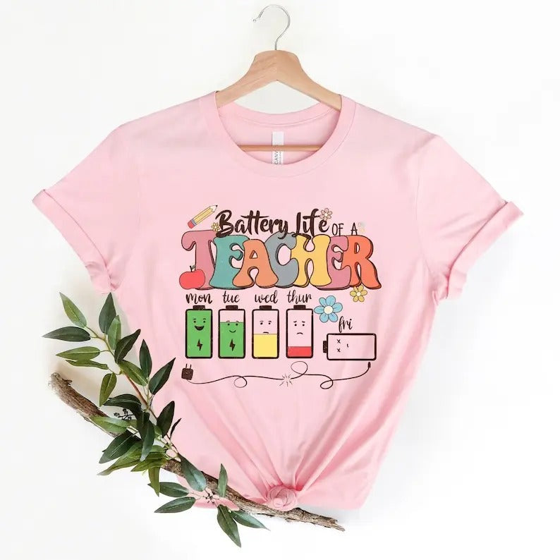 Back School Battery Life Teacher Funny Teacher Shirt Teacher Life Shirt Teacher Battery Back School Teacher Shirt T-Shirts, Hoodie, Sweatshirt - T-Shirt, Sweatshirt, Hoodie