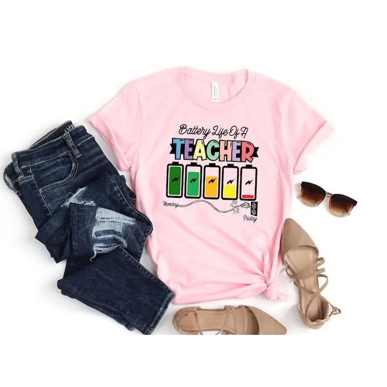Back School Battery Life Teacher Shirt Funny Teacher Shirt Back School Shirt Teachers # T-Shirts, Hoodie, Sweatshirt - T-Shirt, Sweatshirt, Hoodie