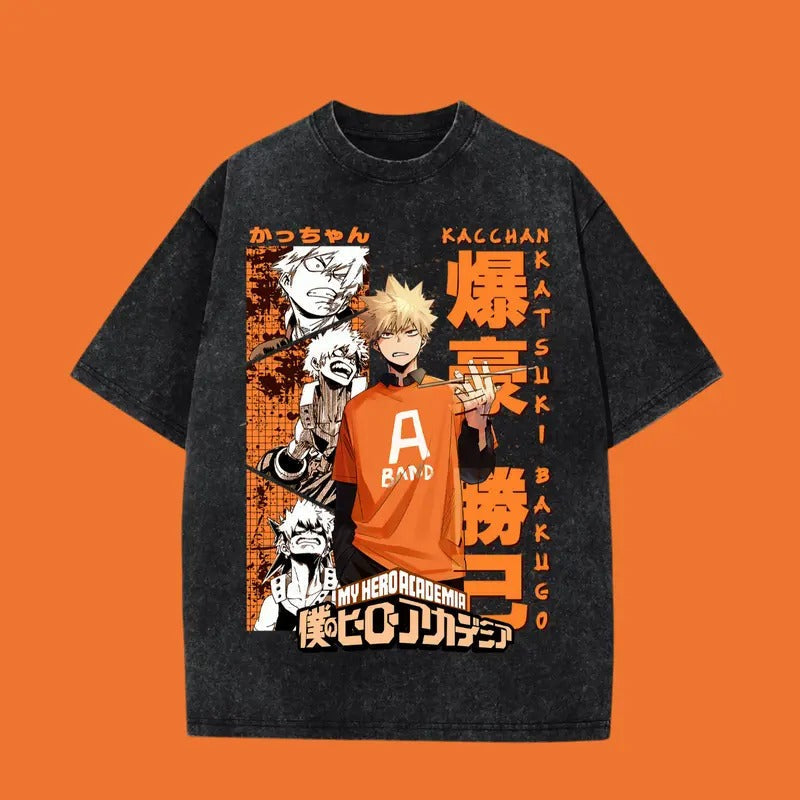 Bakugo Katsuki Washed My Hero Academia Anime Washed Heavy Cotton T-Shirts, Hoodie, Sweatshirt - T-Shirt, Sweatshirt, Hoodie