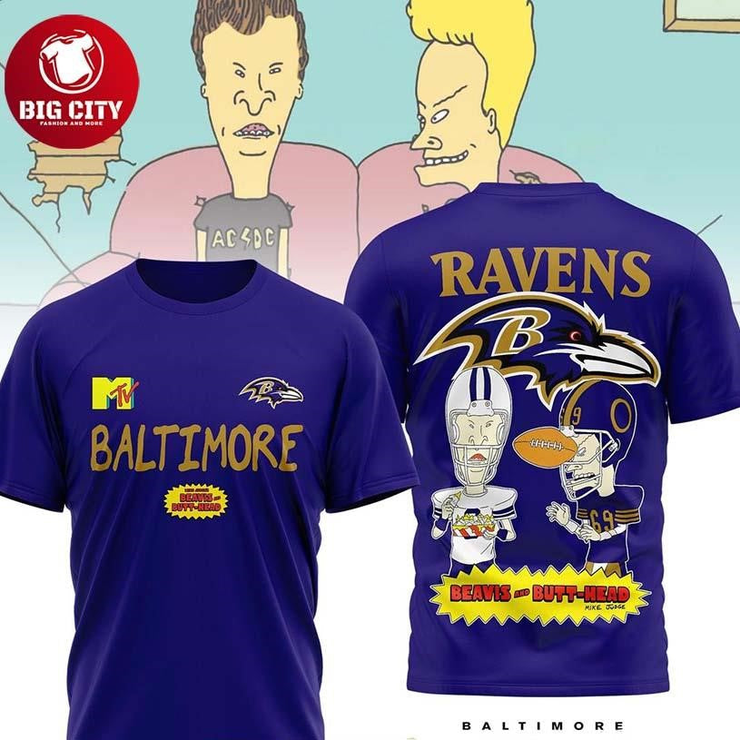 Baltimore Ravens Beavis And Butt-Head 2025 Two Sided Shirt Unisex T-shirt, Sweatshirt, Hoodie, Long Sleeve Tee - T-Shirt, Sweatshirt, Hoodie