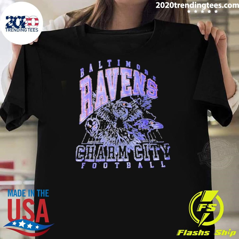 Baltimore Ravens Charm City Football Vintage Shirt Unisex T-shirt, Sweatshirt, Hoodie, Long Sleeve Tee - T-Shirt, Sweatshirt, Hoodie