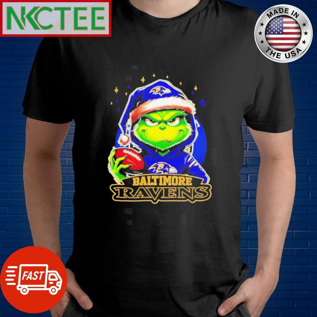 Baltimore Ravens Grinch wearing Santa hat Christmas 2024 shirt Unisex T-shirt, Sweatshirt, Hoodie, Long Sleeve Tee - T-Shirt, Sweatshirt, Hoodie