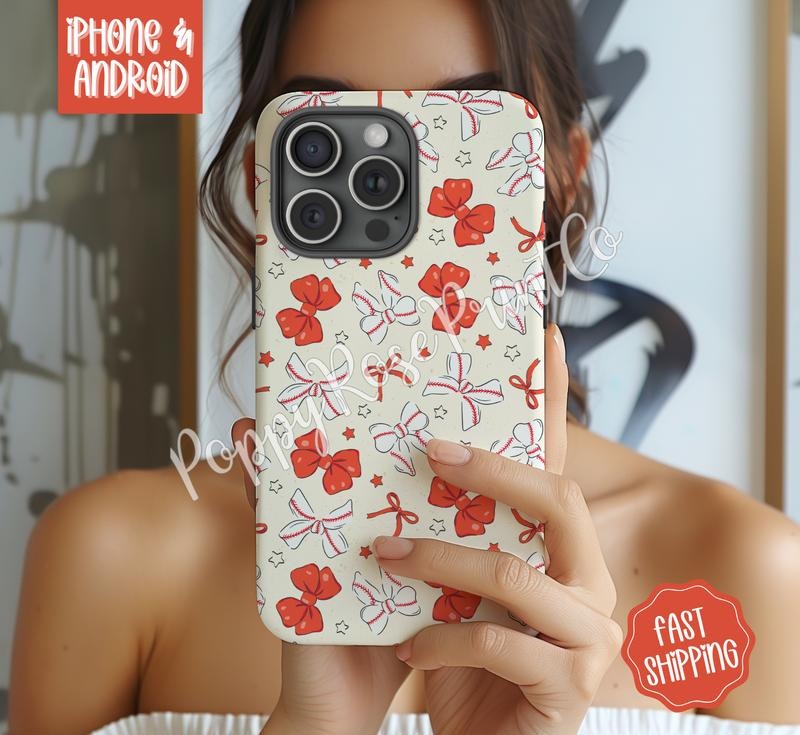 Baseball Bow Phone Case Mag Safe Compatible Magnetic Tough Cases T-Shirts, Hoodie, Sweatshirt - T-Shirt, Sweatshirt, Hoodie