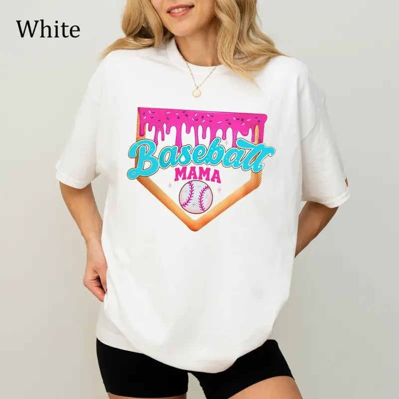 Baseball Ice Cream Game Day Shirt Sport Moms Cute Baseball Ultra Soft Cotton Everyday Casual Shirts T-Shirts, Hoodie, Sweatshirt - T-Shirt, Sweatshirt, Hoodie