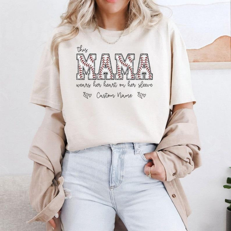 Baseball Mama Name Sleeve Baseball Top Mom Baseball Season Sports Mom Baseball Game Shirt 01 T-Shirts, Hoodie, Sweatshirt - T-Shirt, Sweatshirt, Hoodie