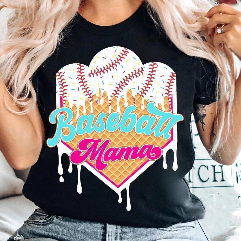 Baseball Themed Ice Cream Drip Shirt Sport Mom T-Shirts, Hoodie, Sweatshirt - T-Shirt, Sweatshirt, Hoodie