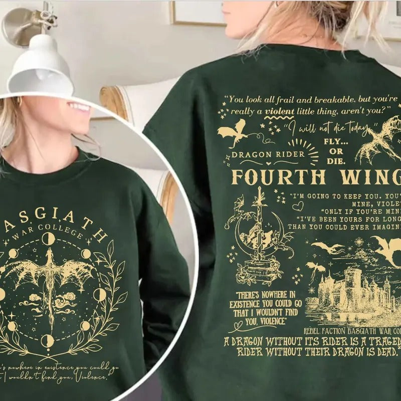 Basgiath War College 2 Sided Fourth Wing Comfort Colors Shirts Empyrean Violet Sorrengail Fantasy Book Fourth Wing T-Shirts, Hoodie, Sweatshirt - T-Shirt, Sweatshirt, Hoodie