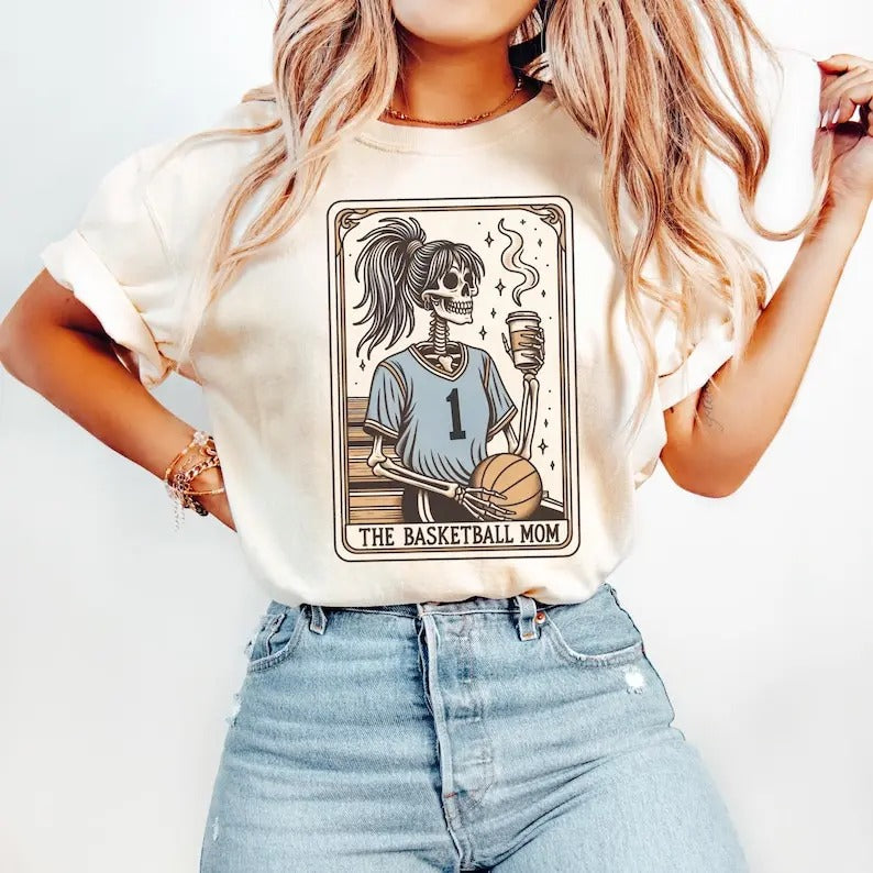 Basketball Mom Shirt Basketball Mom Tarot Card Halloween Skeleton Basketball Mama Bball Mom Womenswear Top T-Shirts, Hoodie, Sweatshirt - T-Shirt, Sweatshirt, Hoodie