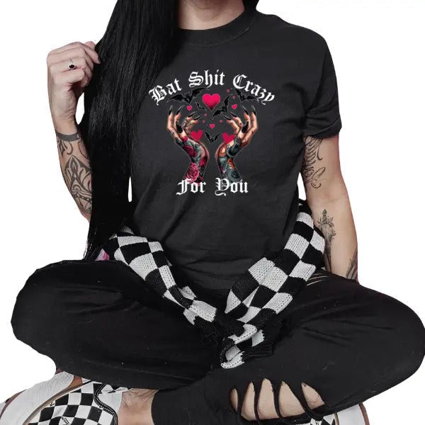 'Bat Sh*T Crazy You' Punk Alt Grunge Goth Skeleton T-Shirts, Hoodie, Sweatshirt - T-Shirt, Sweatshirt, Hoodie