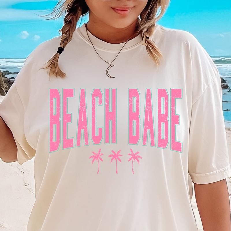 Beach Babe Retro Palm Casual Cotton Shirt Beach Comfort Fabric Top Womenswear Underwear Lady T-Shirts, Hoodie, Sweatshirt - T-Shirt, Sweatshirt, Hoodie