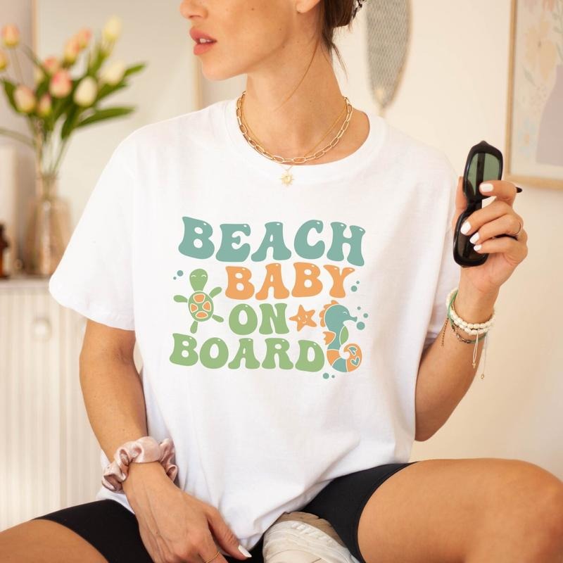 Beach Baby Board Shirt Pregnancy Announcement Shirt Summer Baby Reveal Shirt Pregnant Mom Vacation Shirt Maternity Shirt Mom T-Shirts, Hoodie, Sweatshirt - T-Shirt, Sweatshirt, Hoodie