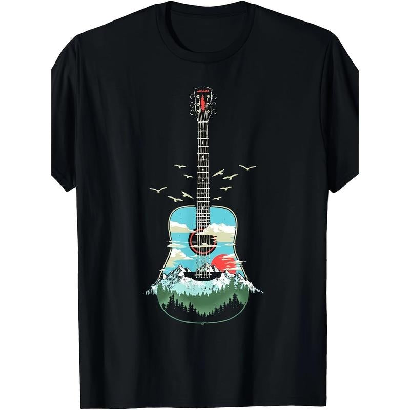 Acoustic Guitar Mountain Forest Nature Made USA T-Shirts, Hoodie, Sweatshirt - T-Shirt, Sweatshirt, Hoodie