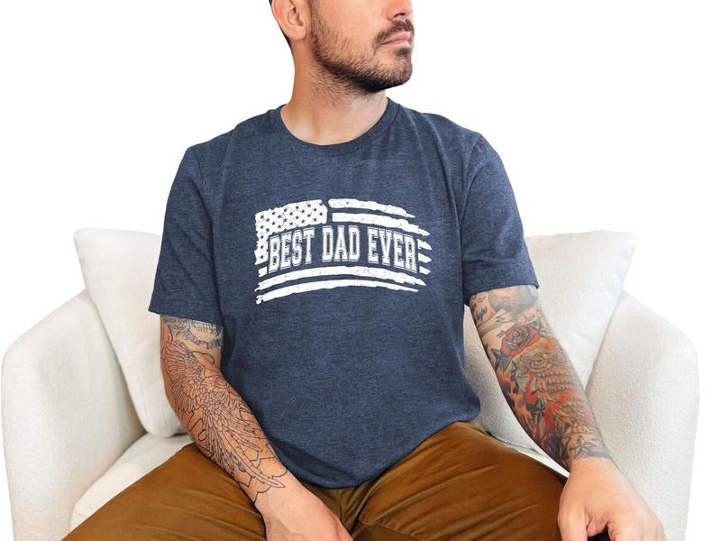 Best Dad Ever 4th July Dad Him Casual American Flag Shirt Dad Cotton Shirt Sizing T-Shirts, Hoodie, Sweatshirt - T-Shirt, Sweatshirt, Hoodie
