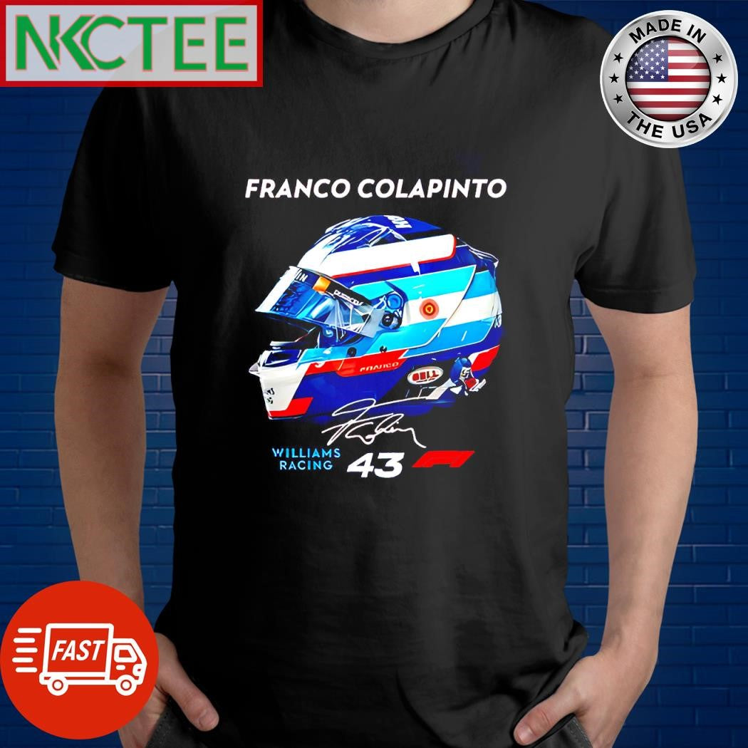 Best Franco Colapint Williams Racing 43 F1 signature helmet shirt Unisex T-shirt, Sweatshirt, Hoodie, Long Sleeve Tee - T-Shirt, Sweatshirt, Hoodie