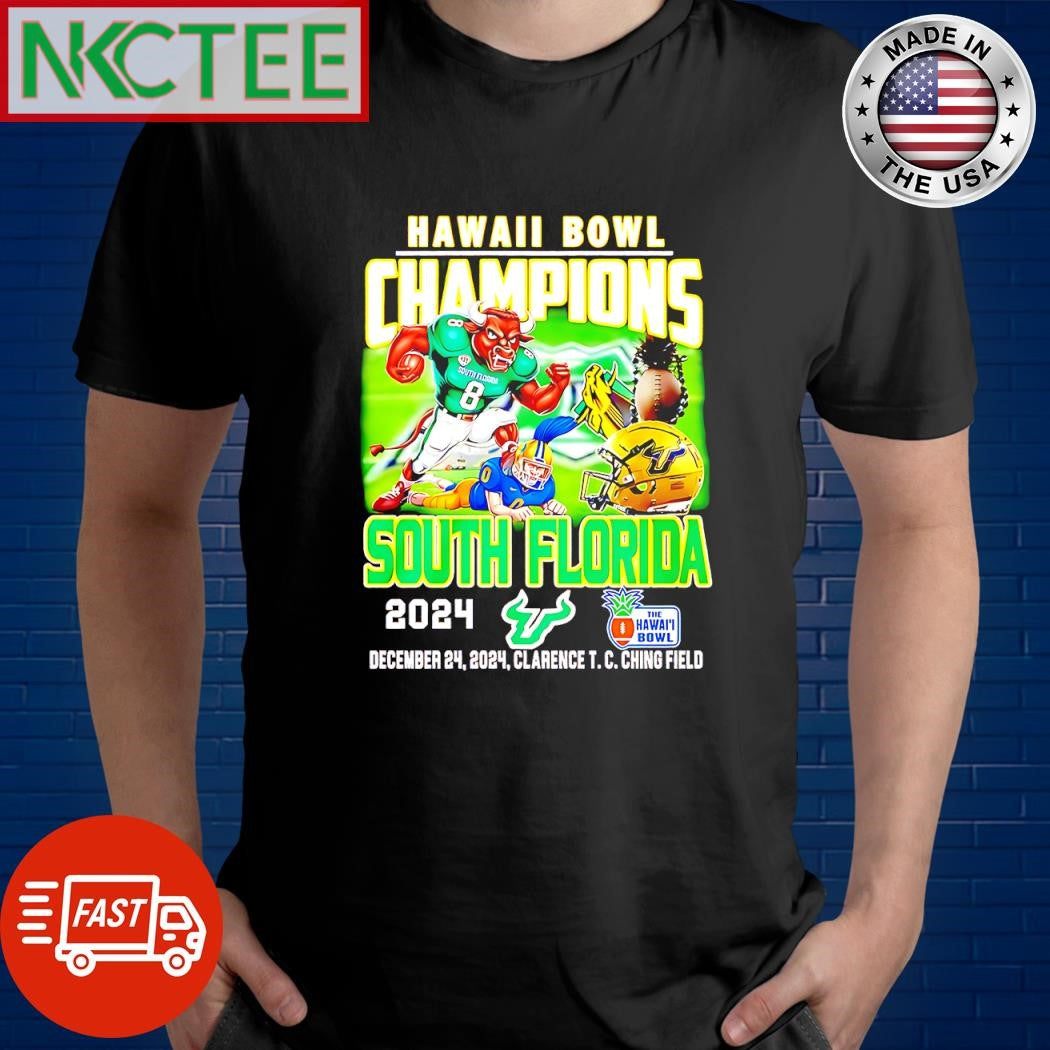 Best Hawaii Bowl Champions South Florida Bulls 2024 December 24 mascot shirt Unisex T-shirt, Sweatshirt, Hoodie, Long Sleeve Tee - T-Shirt, Sweatshirt, Hoodie