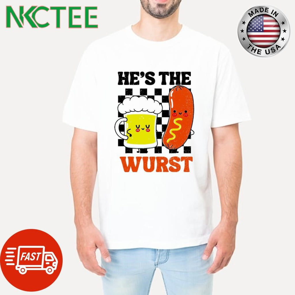 Best He’s the worst couple matching hot dog beer race flag shirt Unisex T-shirt, Sweatshirt, Hoodie, Long Sleeve Tee - T-Shirt, Sweatshirt, Hoodie