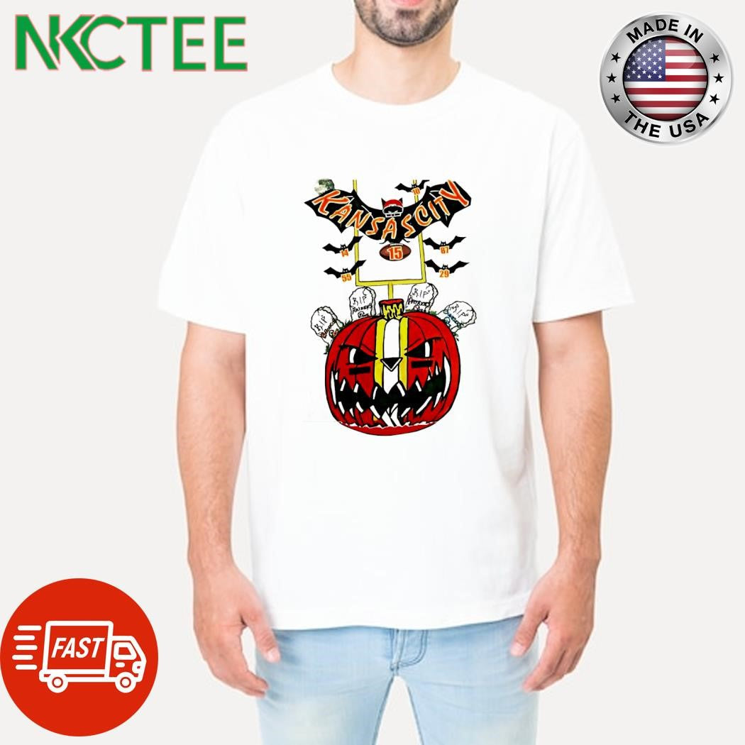 Best Kansas City Chiefs bats hold ball RIP Bronco Raiders Patriots pumpkin Halloween shirt - T-Shirt, Sweatshirt, Hoodie