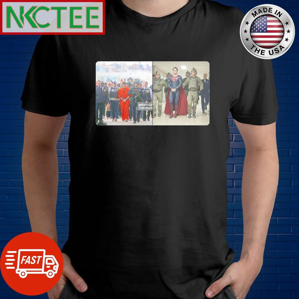 Best Luigi Mangione is escorted by a large number of police officers with Superman shirt Unisex T-shirt, Sweatshirt, Hoodie, Long Sleeve Tee - T-Shirt, Sweatshirt, Hoodie