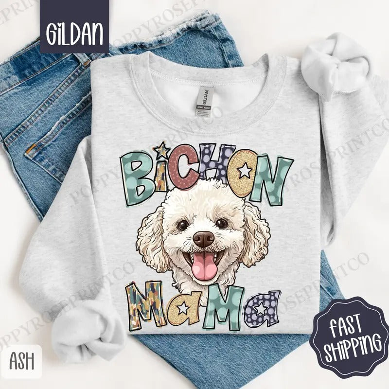 Bichon Mama Bichon Frise Mama Cute Dog Mom T-Shirts, Hoodie, Sweatshirt - T-Shirt, Sweatshirt, Hoodie