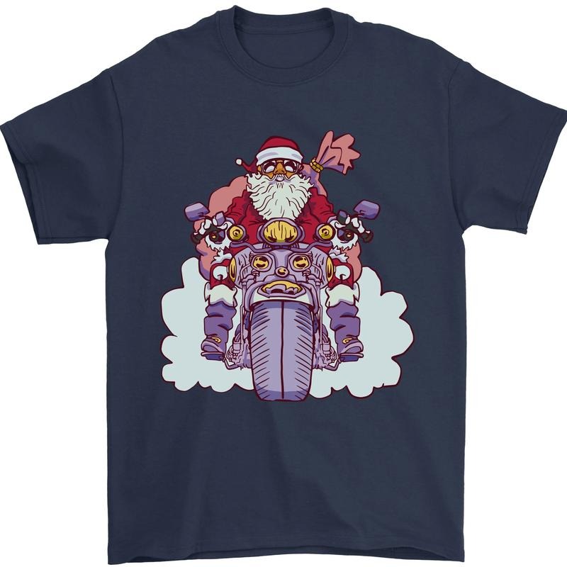 Biker Santa Motorcycle Motorbike Cotton Made USA T-Shirts, Hoodie, Sweatshirt - T-Shirt, Sweatshirt, Hoodie