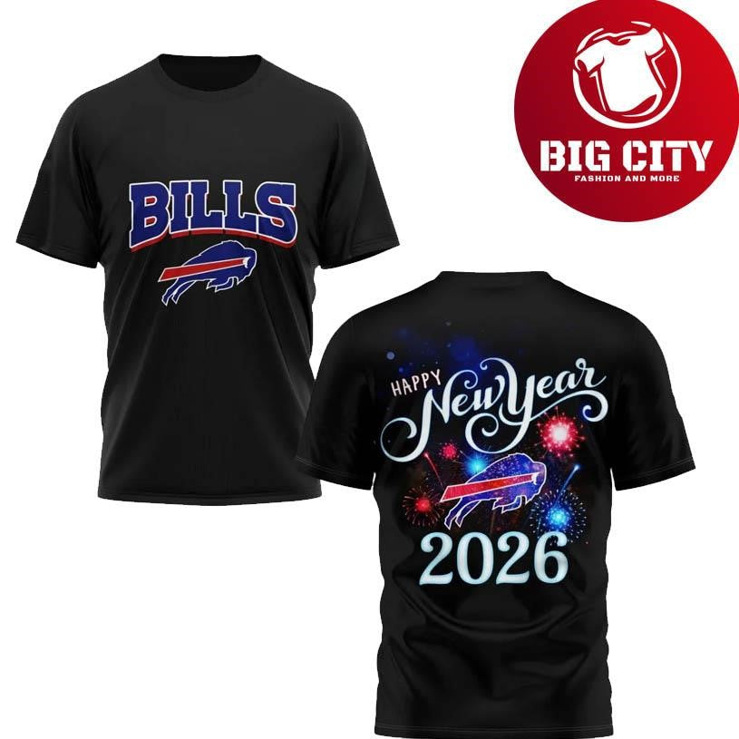 Bills Happy New Year 2026 Two Sided Shirt Unisex T-shirt, Sweatshirt, Hoodie, Long Sleeve Tee - T-Shirt, Sweatshirt, Hoodie