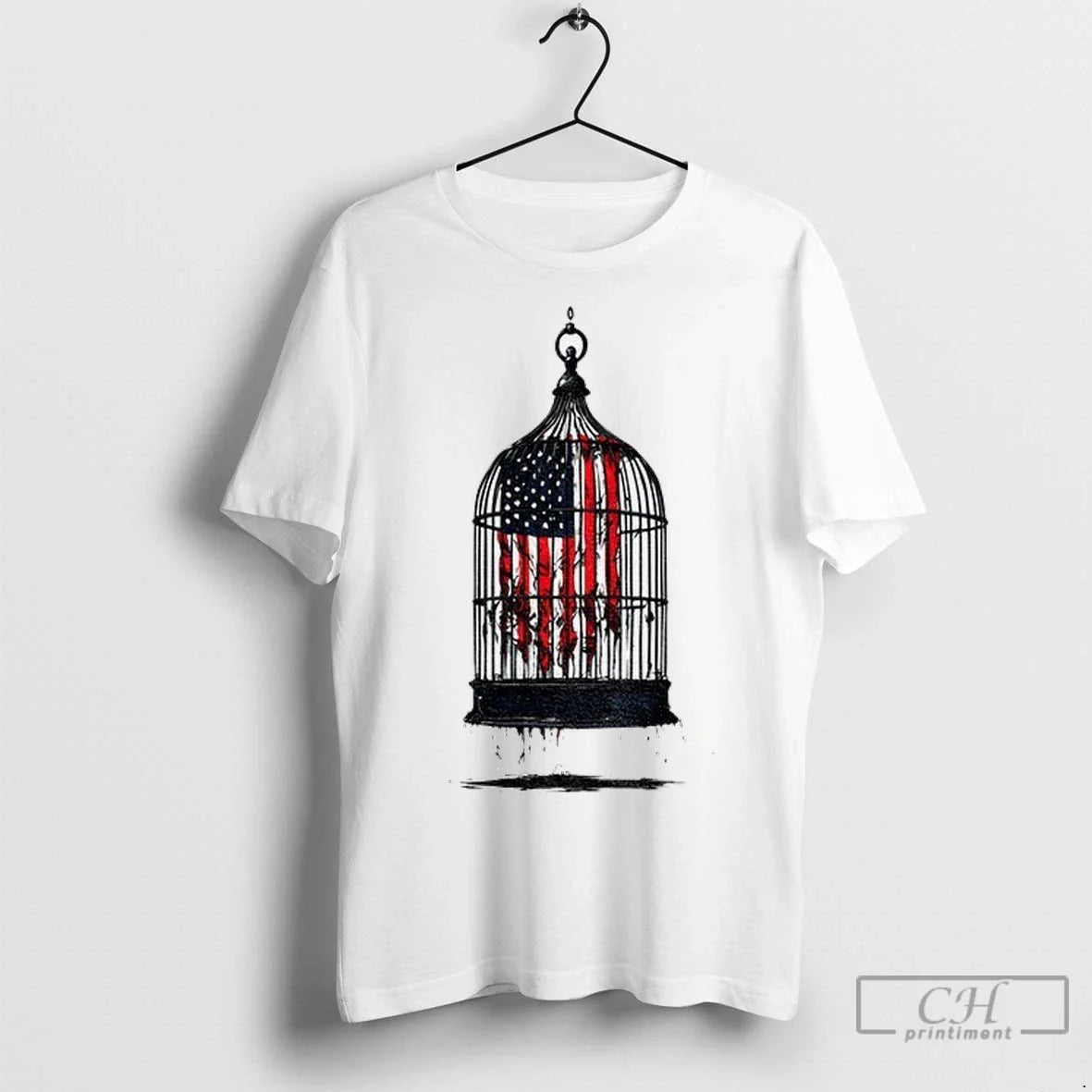 Birdcaged Caged Libertyamerican Flag Government Shutdown T Shirts Unisex T-shirt, Sweatshirt, Hoodie, Long Sleeve Tee - T-Shirt, Sweatshirt, Hoodie